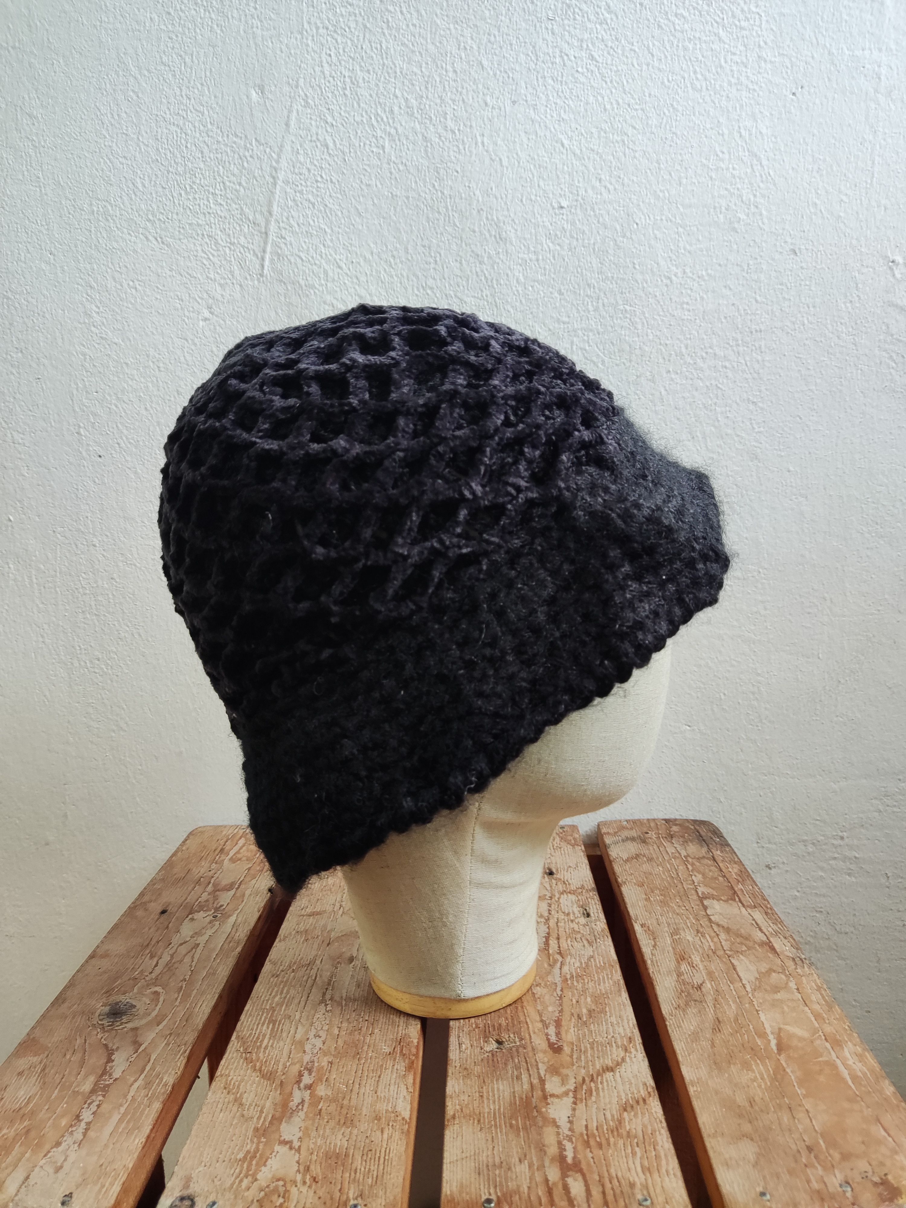 Japanese Brand Knit Black Bucket Hat Size ONE SIZE - 6 Thumbnail