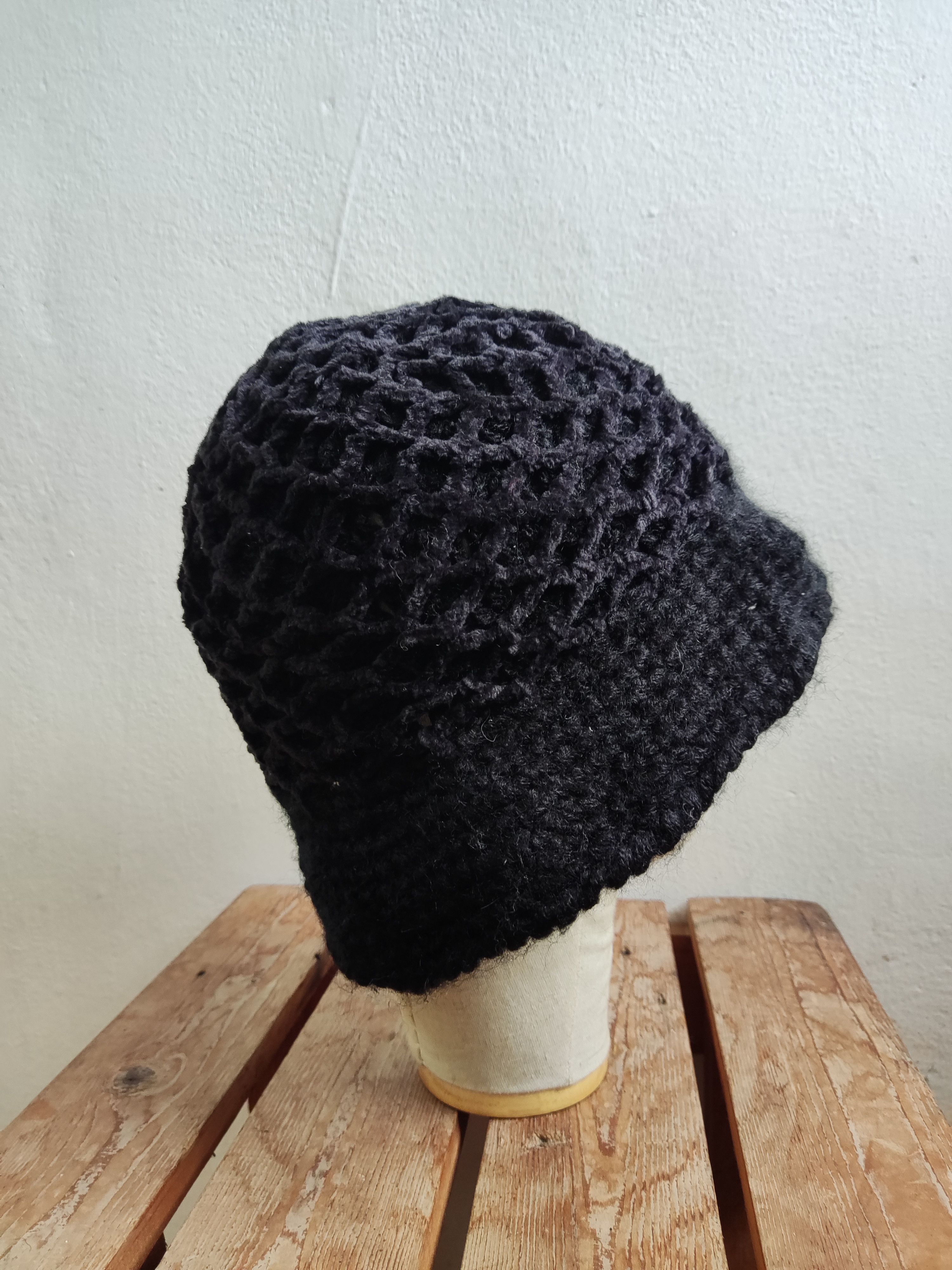 Japanese Brand Knit Black Bucket Hat Size ONE SIZE - 5 Thumbnail