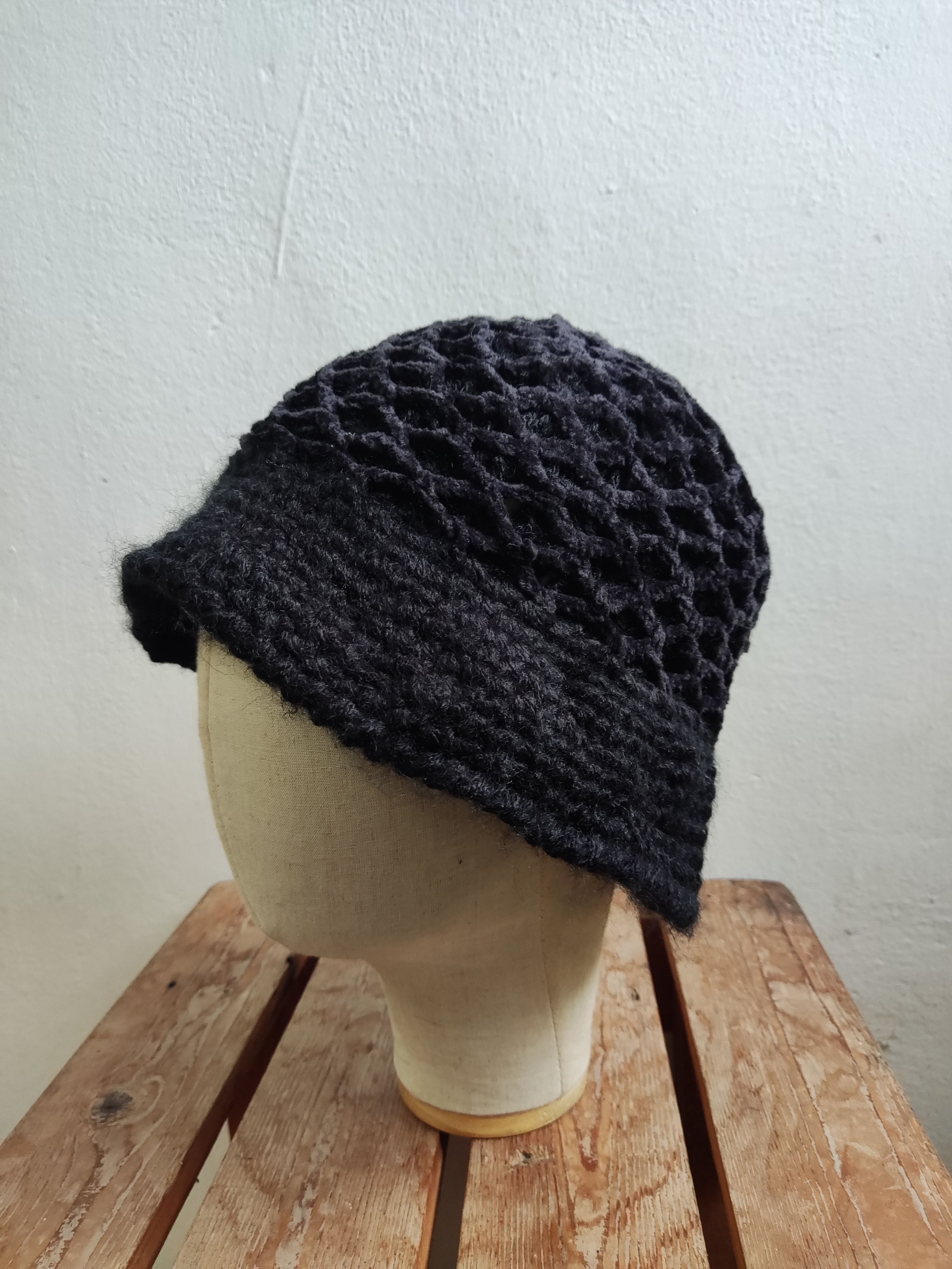Japanese Brand Knit Black Bucket Hat Size ONE SIZE - 1 Thumbnail