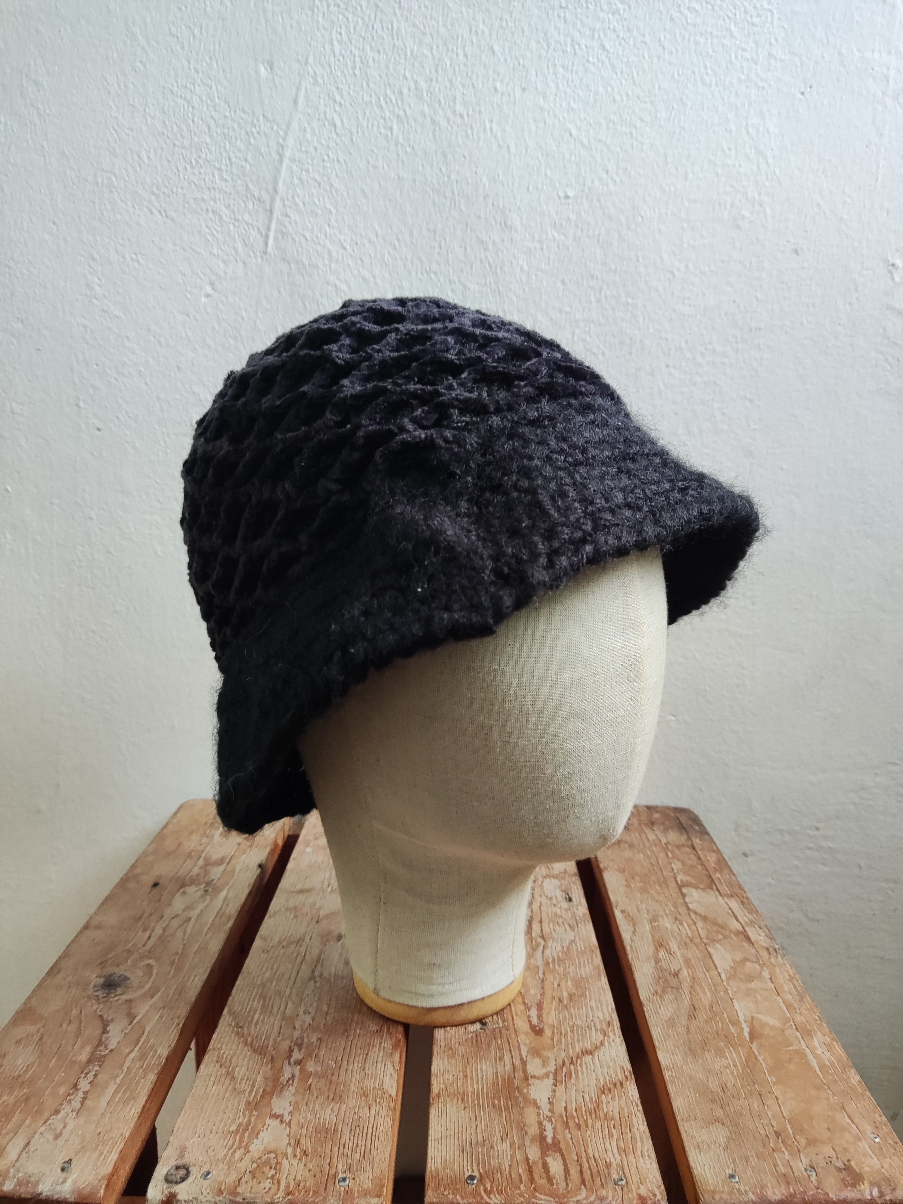 Japanese Brand Knit Black Bucket Hat Size ONE SIZE - 7 Thumbnail
