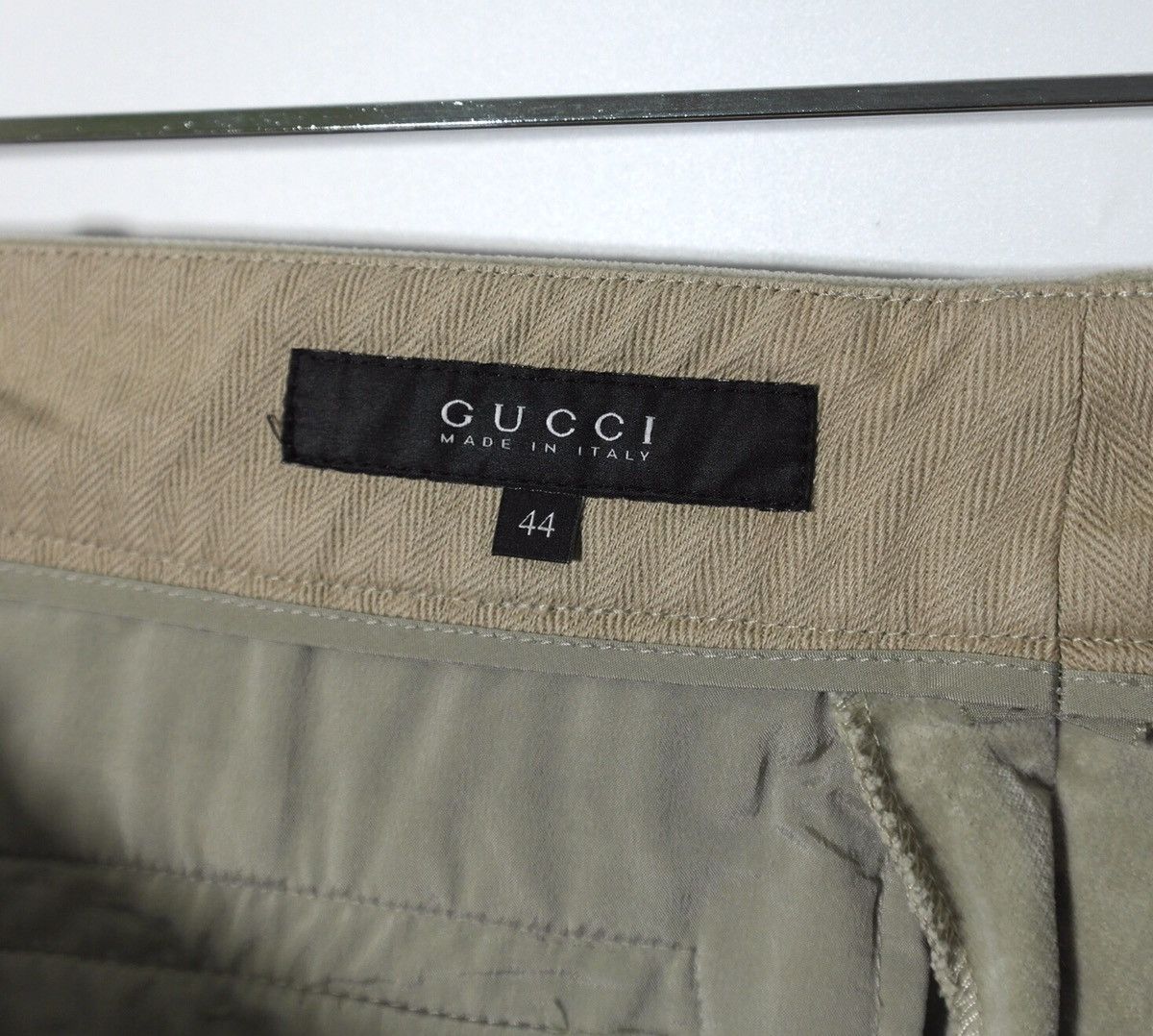 Gucci Vintage Gucci Women's Beige Cotton Blend Trouser Pants Sz 44 Size 30" / US 8 / IT 44 - 7 Thumbnail
