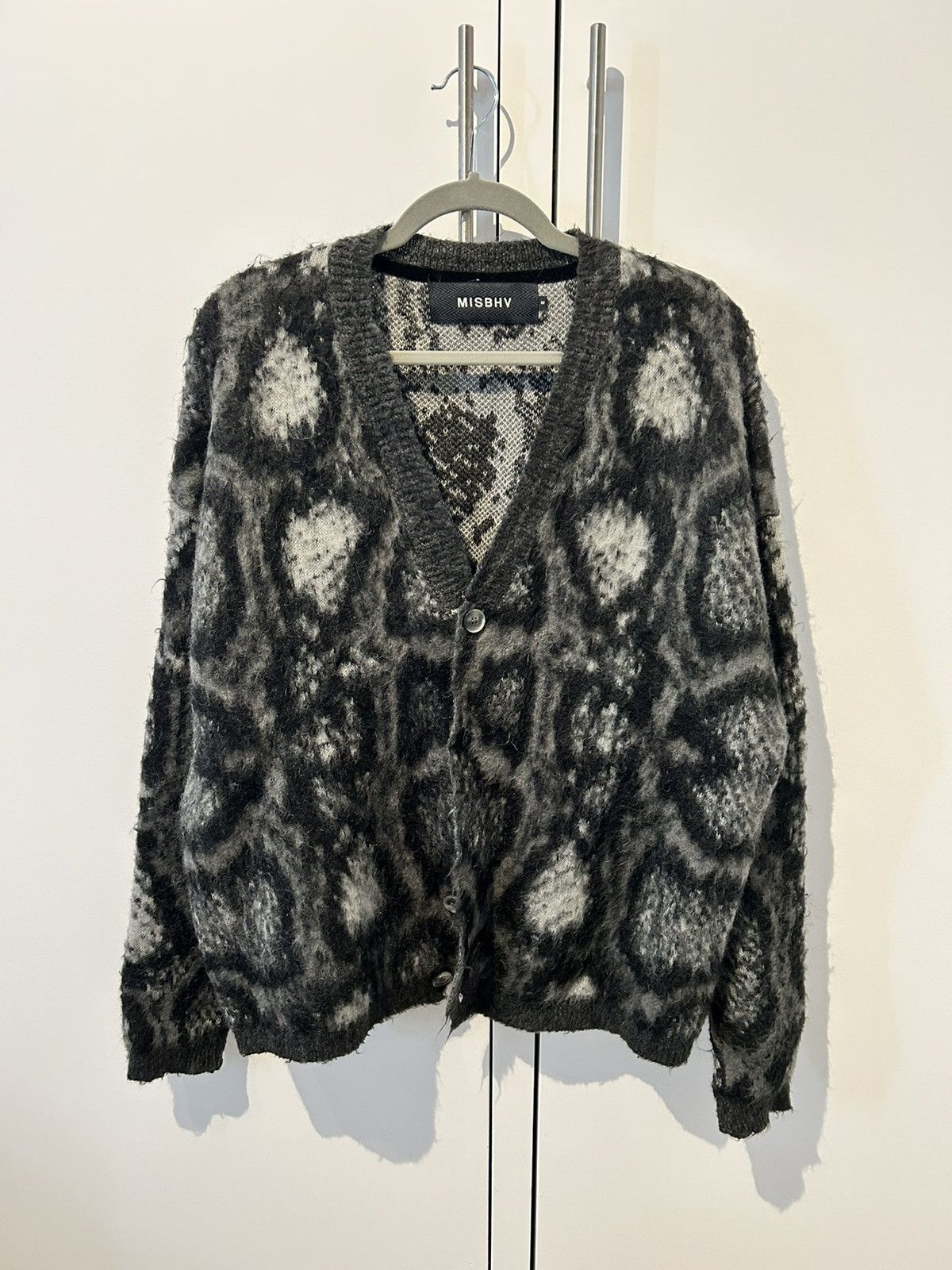 image of Misbhv Aw18 Mohair Snakeskin Cardigan in Grey, Men's (Size Medium)