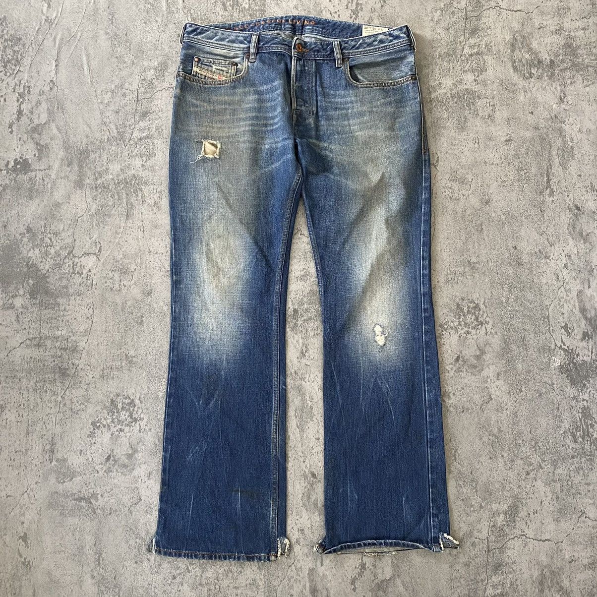 Diesel Vintage y2k Diesel Industry Distressed Faded Flare Jeans Size US 36 / EU 52 - 1 Thumbnail