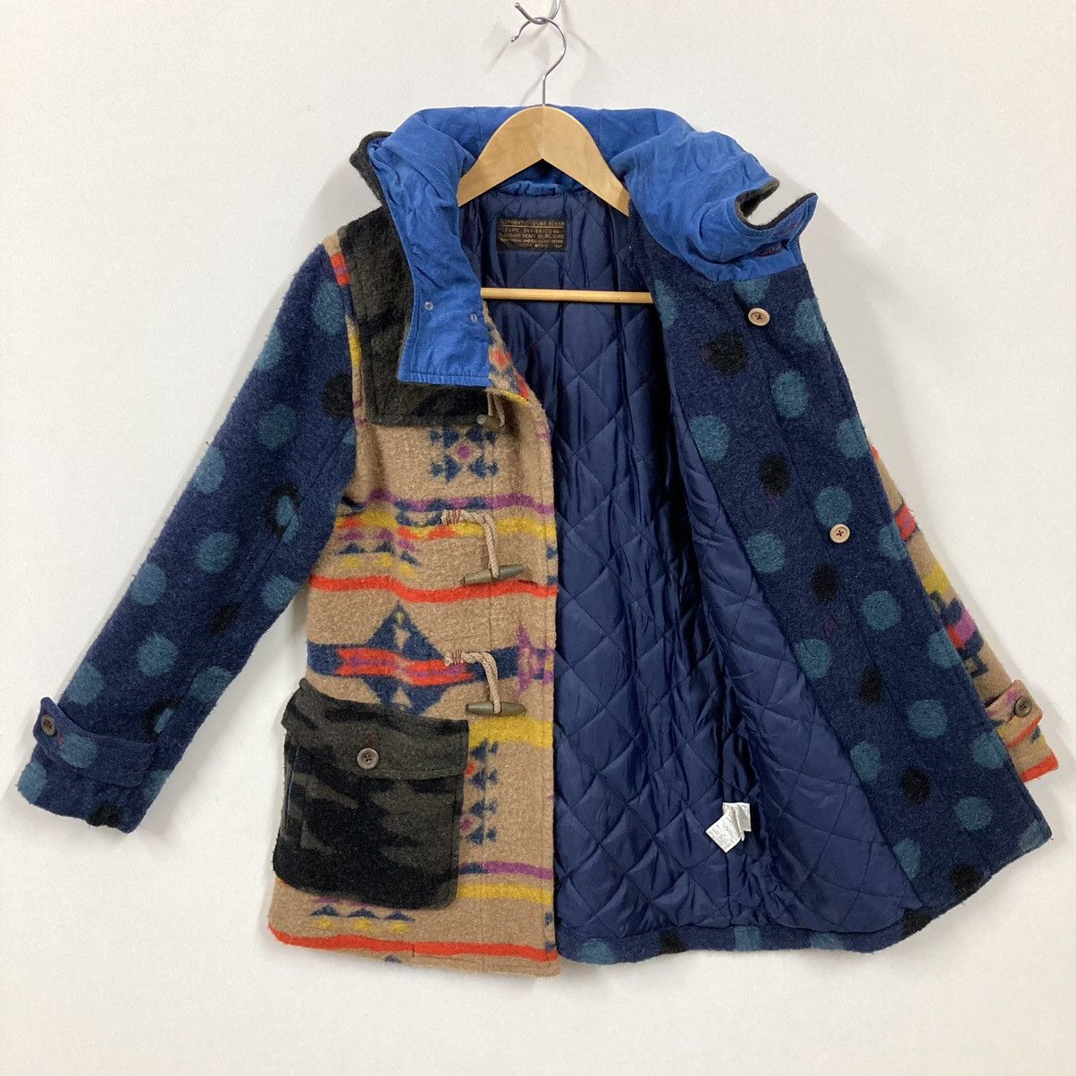 Japanese Brand Women Cube Sugar Duffle Coat Crazy Pattern Multicolor Parka Size M / US 6-8 / IT 42-44 - 8 Thumbnail