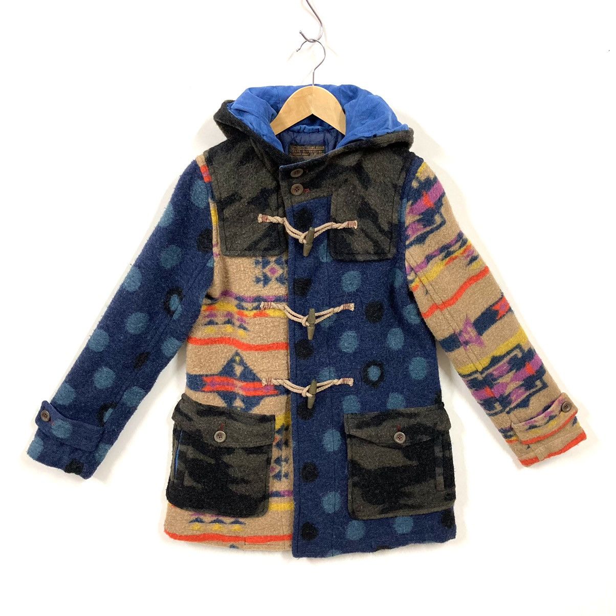 Japanese Brand Women Cube Sugar Duffle Coat Crazy Pattern Multicolor Parka Size M / US 6-8 / IT 42-44 - 2 Thumbnail