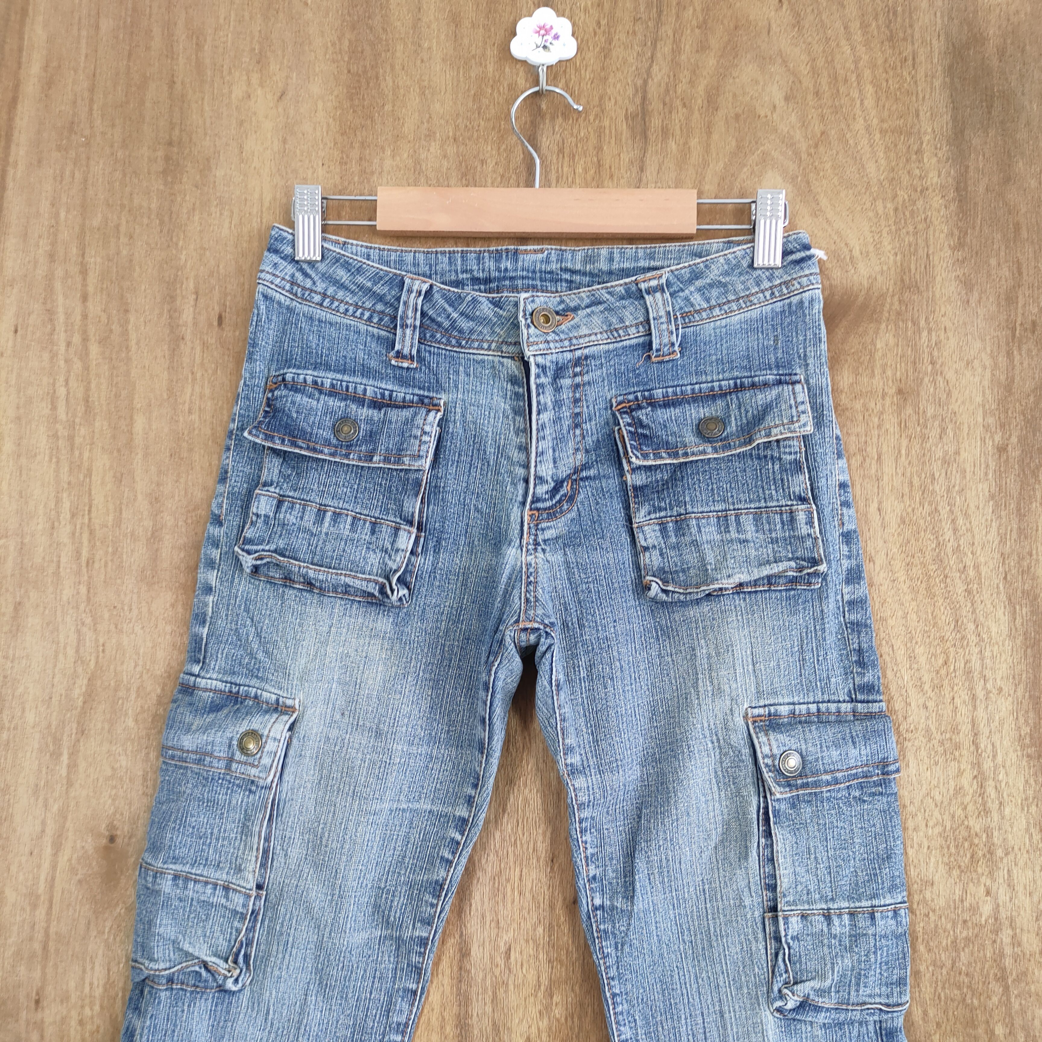 Japanese Brand × Jean VINTAGE JAPANESE FLARE BOOTCUT FADED CARGO PANTS Size US 26 / EU 42 - 2 Thumbnail