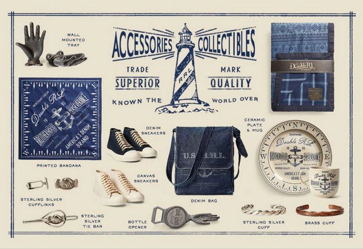 RRL Ralph Lauren INDIGO Bandana COTTON ANCHOR Scarf handkerchief Size ONE SIZE - 14 Thumbnail