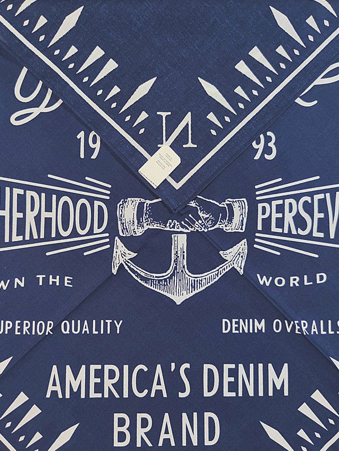 RRL Ralph Lauren INDIGO Bandana COTTON ANCHOR Scarf handkerchief Size ONE SIZE - 9 Thumbnail