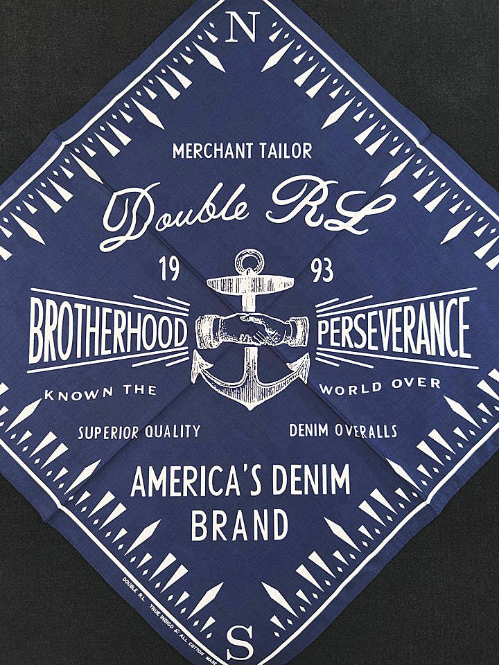 RRL Ralph Lauren INDIGO Bandana COTTON ANCHOR Scarf handkerchief Size ONE SIZE - 3 Thumbnail