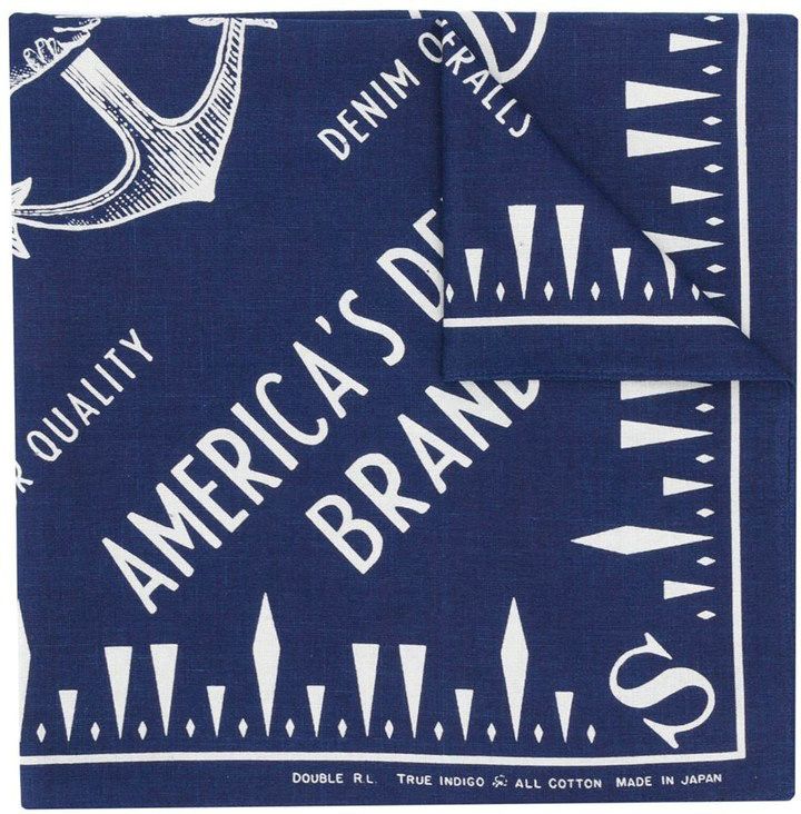 RRL Ralph Lauren INDIGO Bandana COTTON ANCHOR Scarf handkerchief Size ONE SIZE - 13 Thumbnail