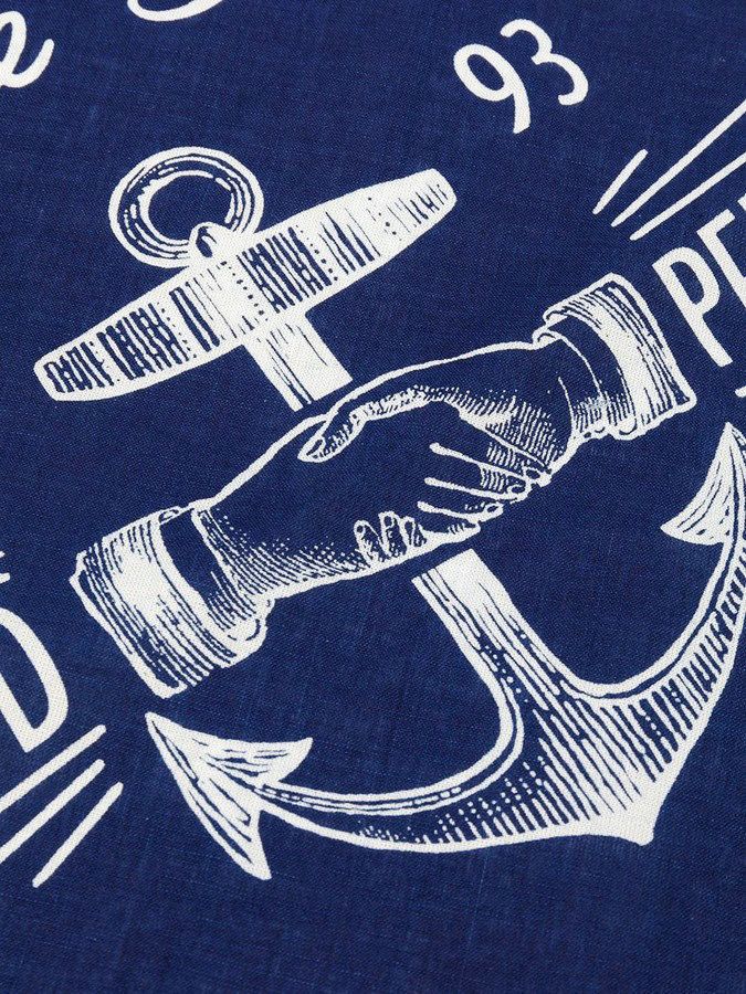 RRL Ralph Lauren INDIGO Bandana COTTON ANCHOR Scarf handkerchief Size ONE SIZE - 4 Thumbnail