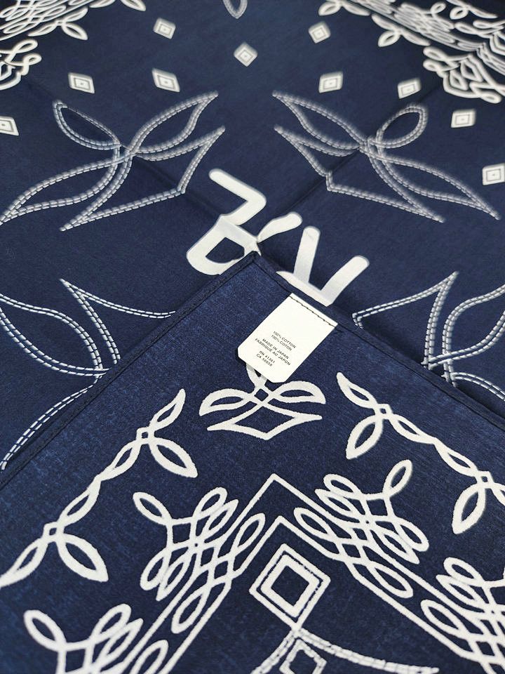 RRL Ralph Lauren INDIGO Printed Bandana COTTON IVORY Scarf handkerchief Size ONE SIZE - 8 Thumbnail