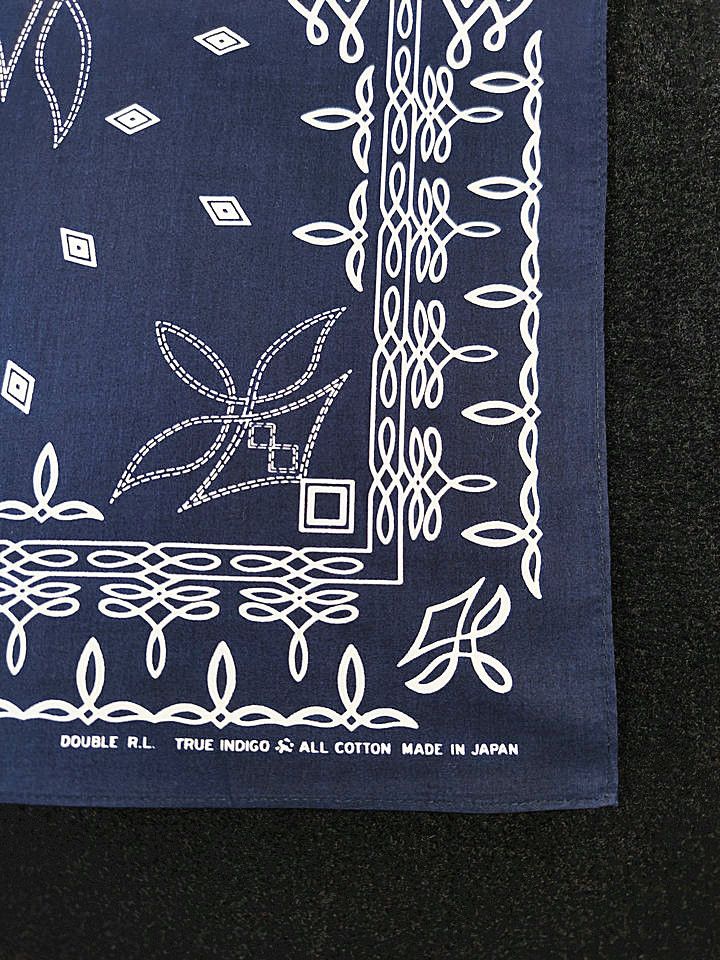 RRL Ralph Lauren INDIGO Printed Bandana COTTON IVORY Scarf handkerchief Size ONE SIZE - 5 Thumbnail