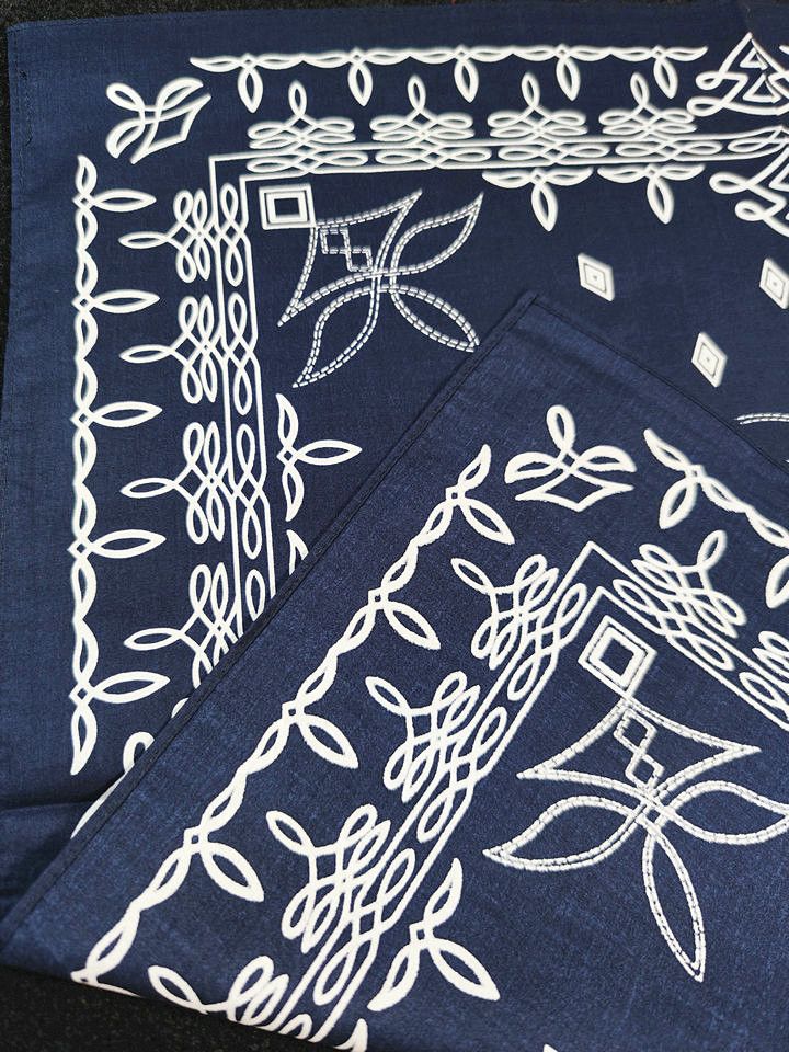 RRL Ralph Lauren INDIGO Printed Bandana COTTON IVORY Scarf handkerchief Size ONE SIZE - 7 Thumbnail