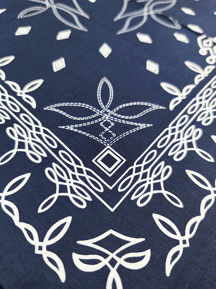 RRL Ralph Lauren INDIGO Printed Bandana COTTON IVORY Scarf handkerchief Size ONE SIZE - 4 Thumbnail