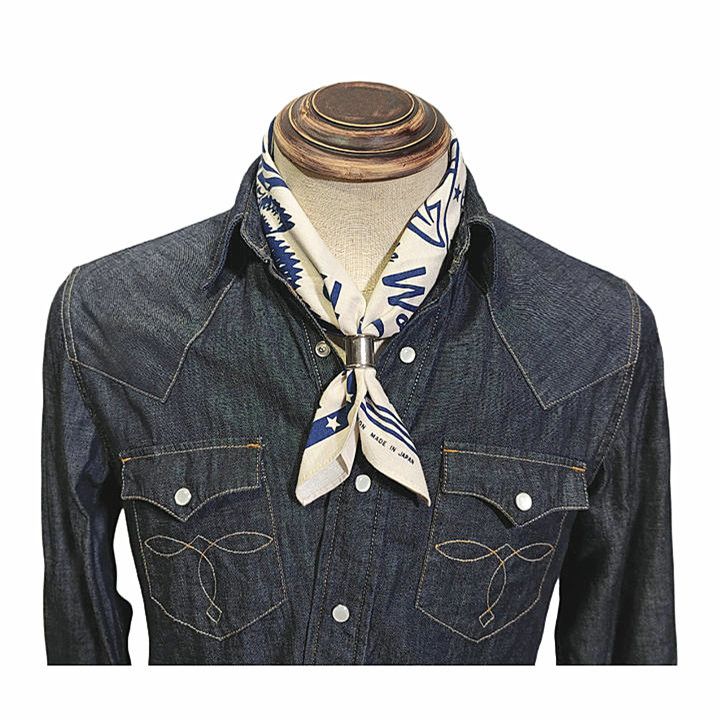 RRL Ralph Lauren INDIGO Printed Bandana COTTON IVORY Scarf handkerchief Size ONE SIZE - 12 Thumbnail