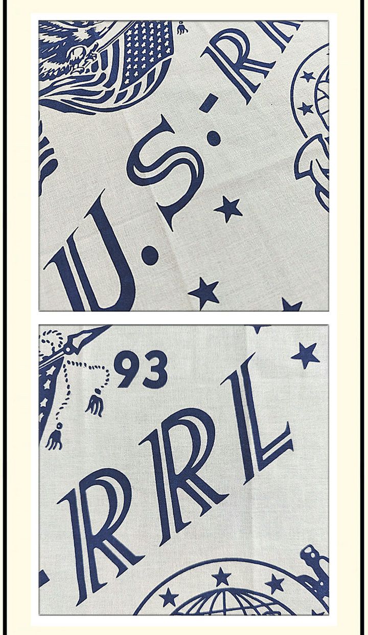 RRL Ralph Lauren INDIGO Printed Bandana COTTON IVORY Scarf handkerchief Size ONE SIZE - 6 Thumbnail