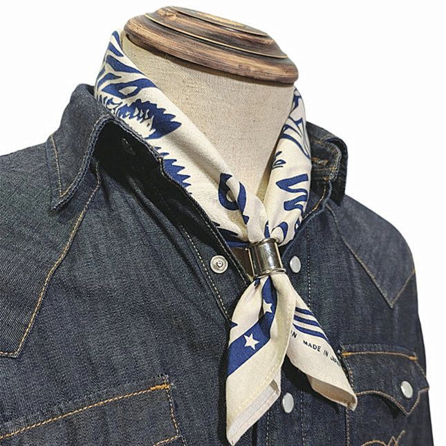 RRL Ralph Lauren INDIGO Printed Bandana COTTON IVORY Scarf handkerchief Size ONE SIZE - 11 Thumbnail