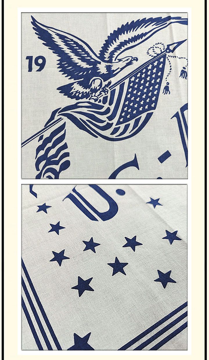 RRL Ralph Lauren INDIGO Printed Bandana COTTON IVORY Scarf handkerchief Size ONE SIZE - 5 Thumbnail