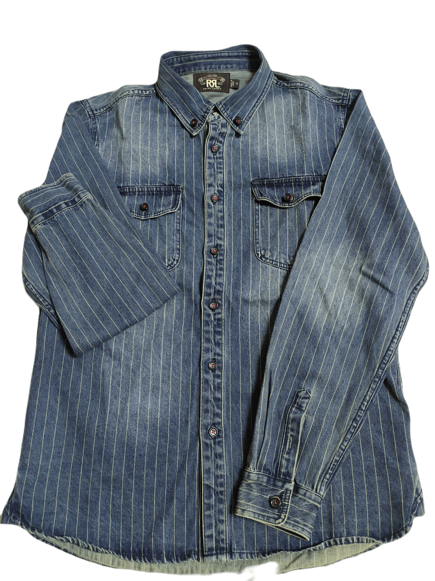 image of Rrl Ralph Lauren Indigo Striped Shirt, Men's (Size Medium)