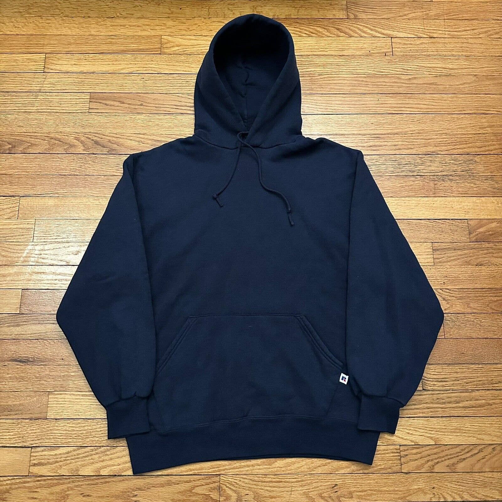 Vintage 90s Russell Athletic Navy Blue Hoodie Made In USA