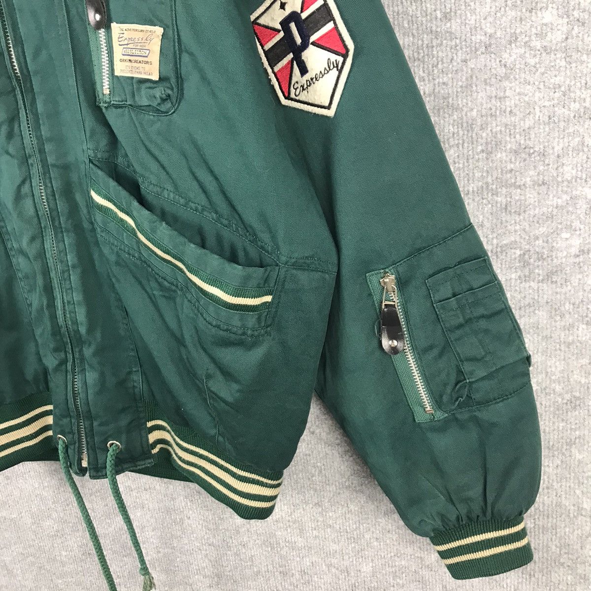 Japanese Brand VINTAGE EXPRESSLY GREEN BOMBER MILITARY STYLE JACKET Size US L / EU 52-54 / 3 - 4 Thumbnail