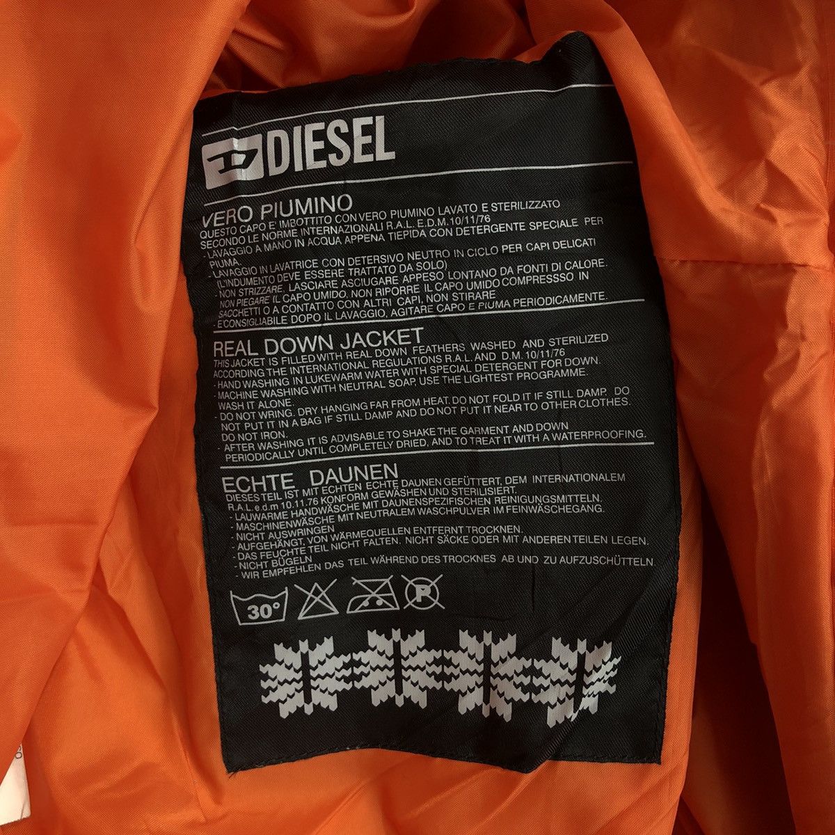 Diesel DIESEL Jacket Quilted Orange Colour Winter Jacket Size M / US 6-8 / IT 42-44 - 7 Thumbnail