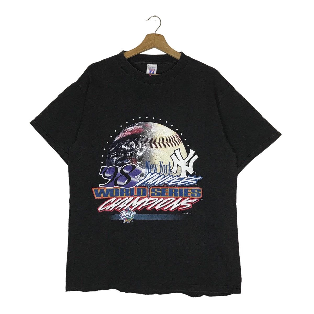 Vintage Logo 7 New Yankees Spell Out Pullover Jumper Tshirt
