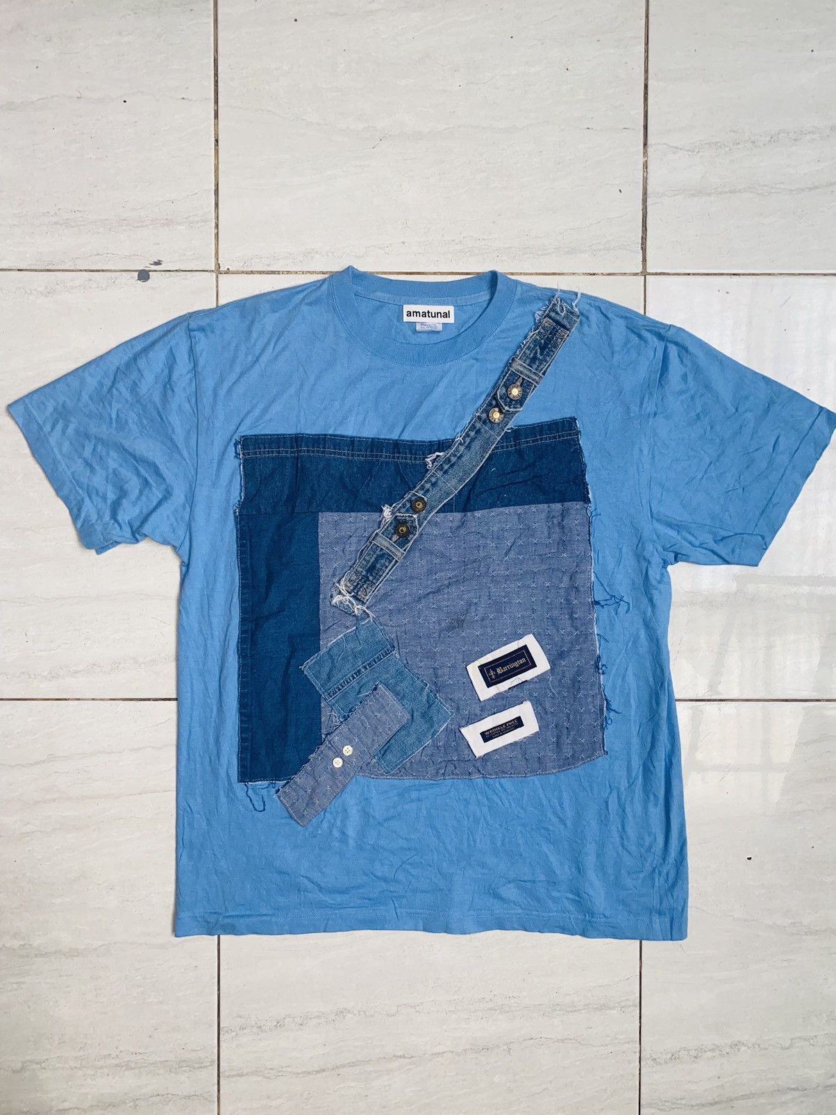 AMATUNAL Jeans Rebel Distressed Denim Patch T-Shirt