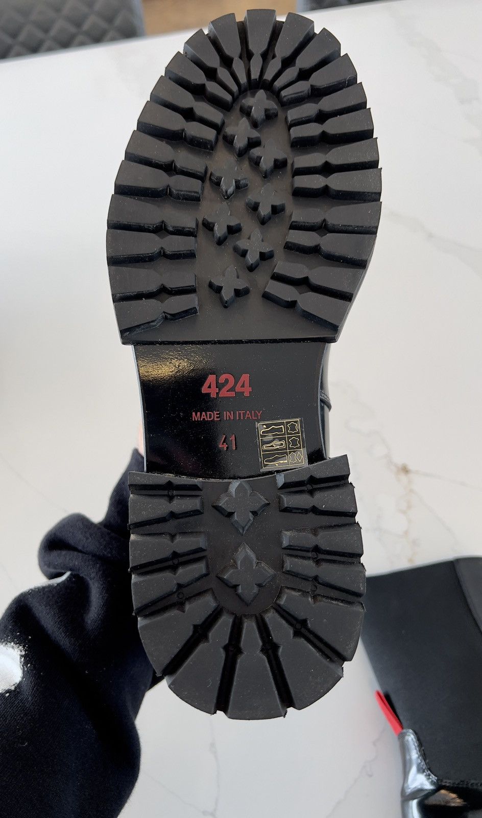 424 New Rare 424 Black High Shine Leather Army Chelsea Boots 9US Size US 9 / EU 42 - 21 Thumbnail
