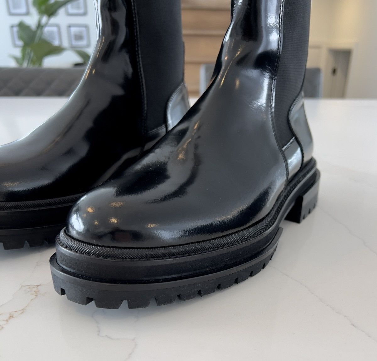 424 New Rare 424 Black High Shine Leather Army Chelsea Boots 9US Size US 9 / EU 42 - 18 Thumbnail