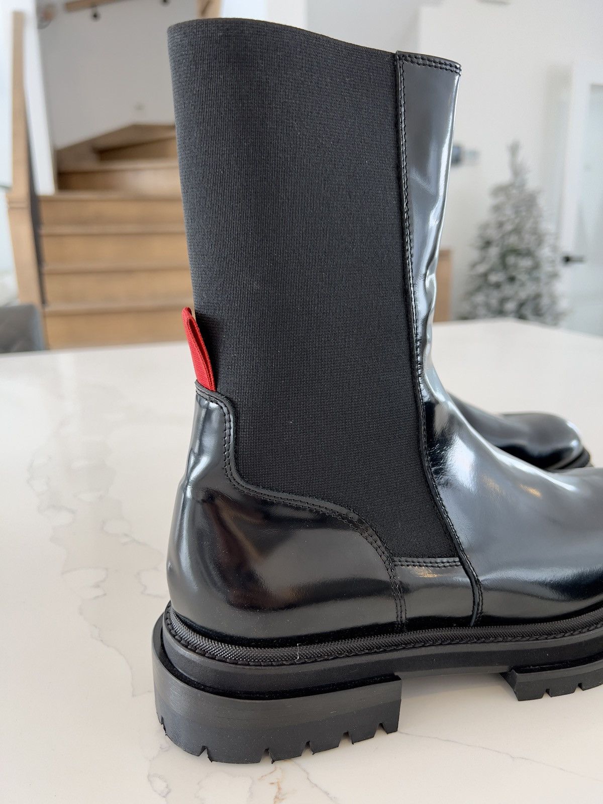 424 New Rare 424 Black High Shine Leather Army Chelsea Boots 9US Size US 9 / EU 42 - 19 Thumbnail