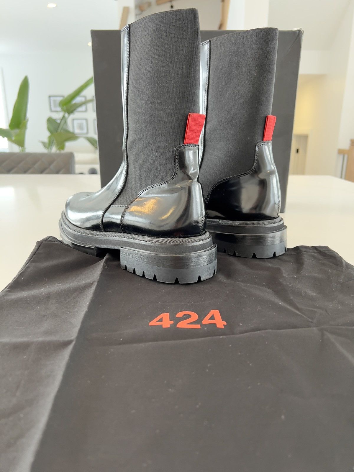 424 New Rare 424 Black High Shine Leather Army Chelsea Boots 9US Size US 9 / EU 42 - 9 Thumbnail