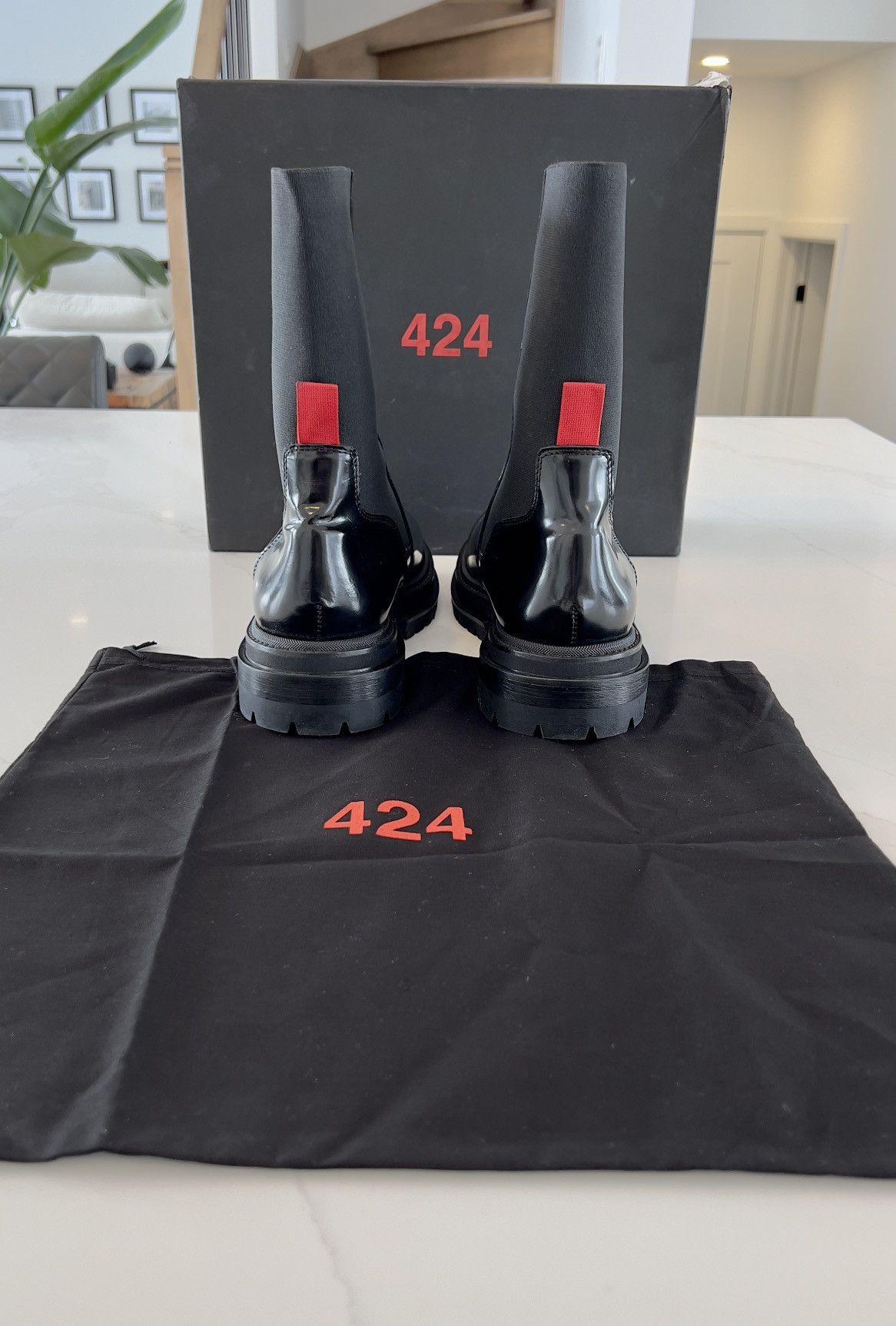 424 New Rare 424 Black High Shine Leather Army Chelsea Boots 9US Size US 9 / EU 42 - 10 Thumbnail