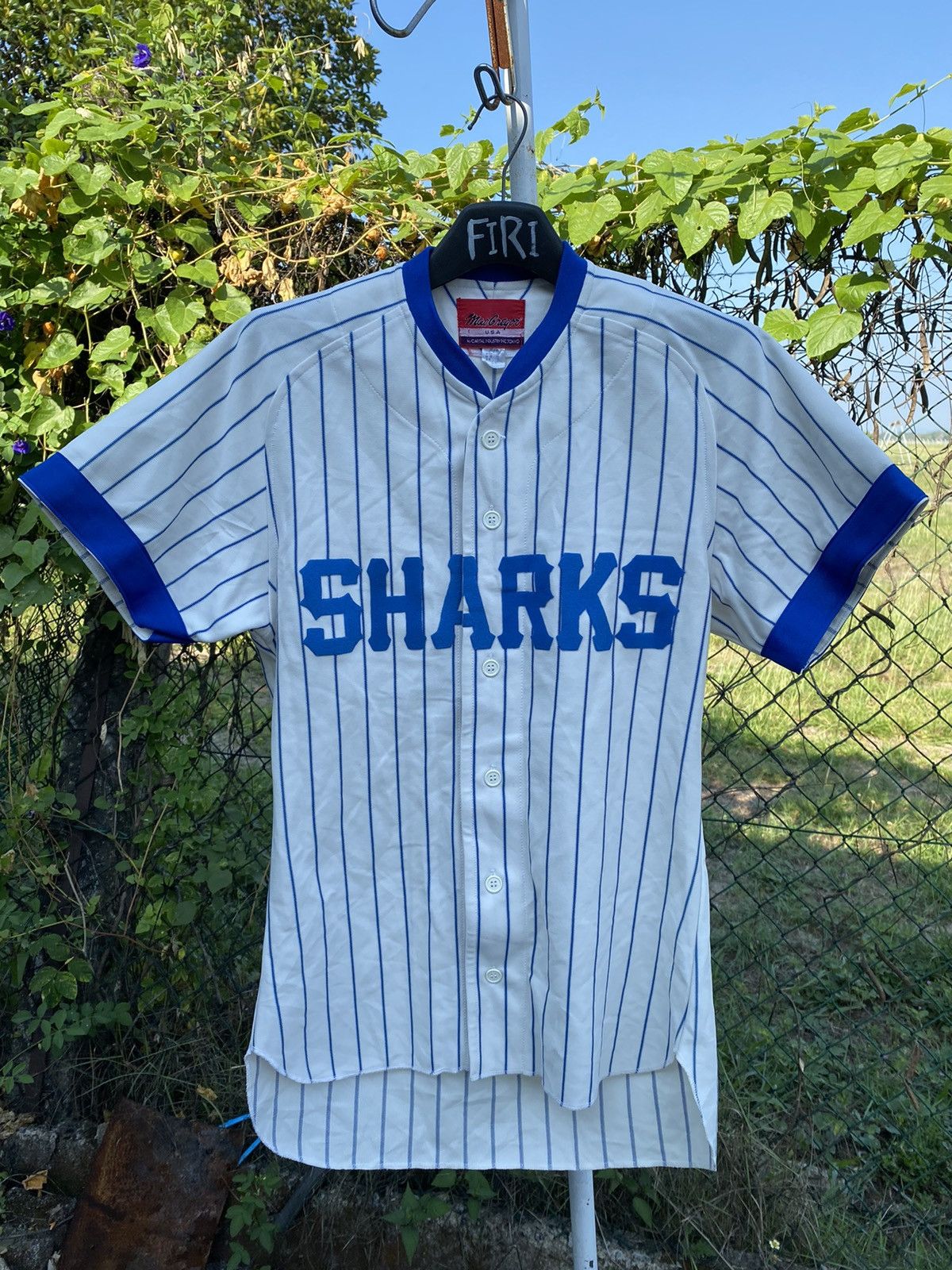 Vintage Japanese SHARK Light Blue Baseball Shirt