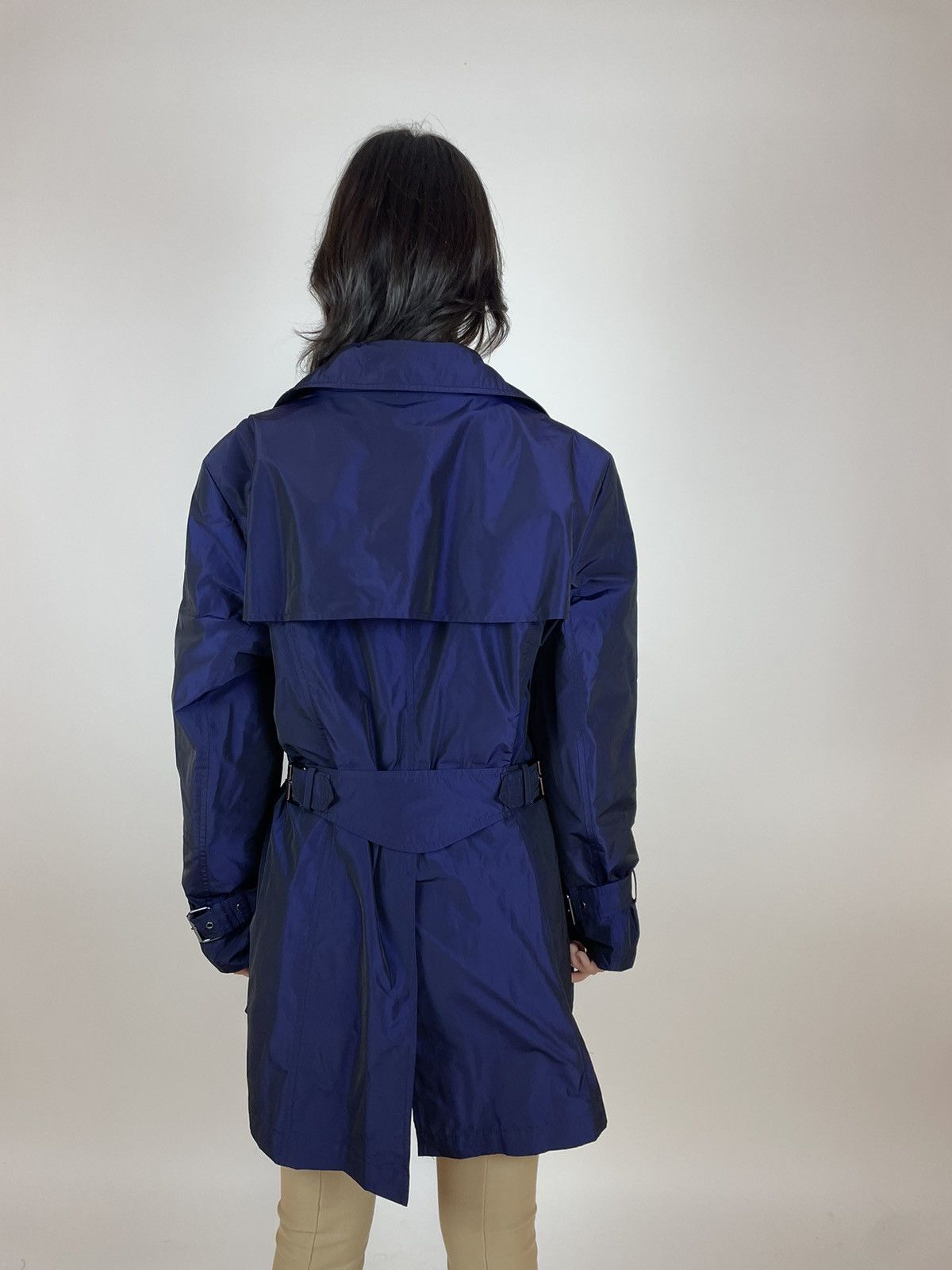 Japanese Brand MADELEINE Trench Coat Blue Nylon Womens size M-L Size L / US 10 / IT 46 - 9 Thumbnail