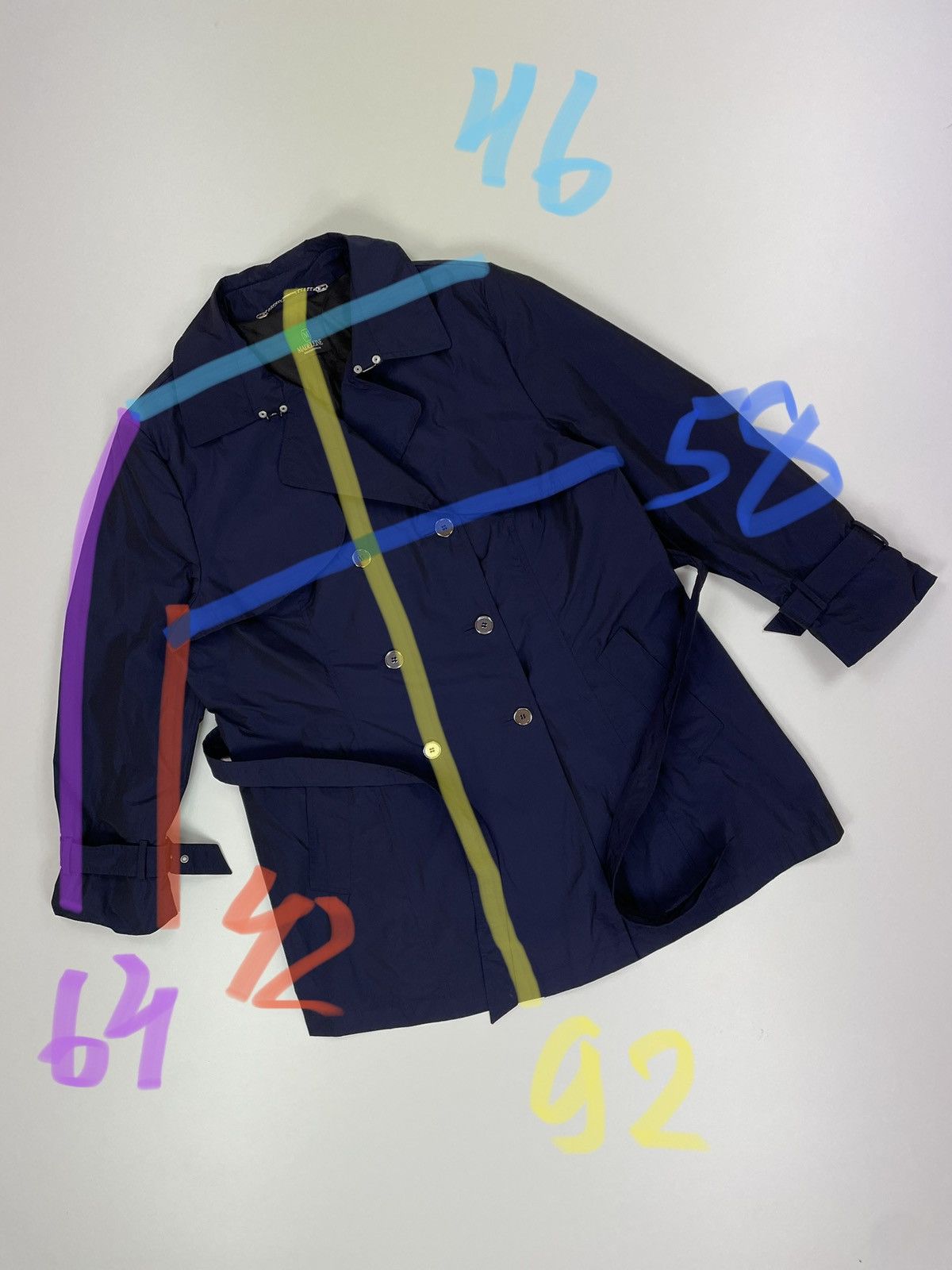 Japanese Brand MADELEINE Trench Coat Blue Nylon Womens size M-L Size L / US 10 / IT 46 - 15 Thumbnail