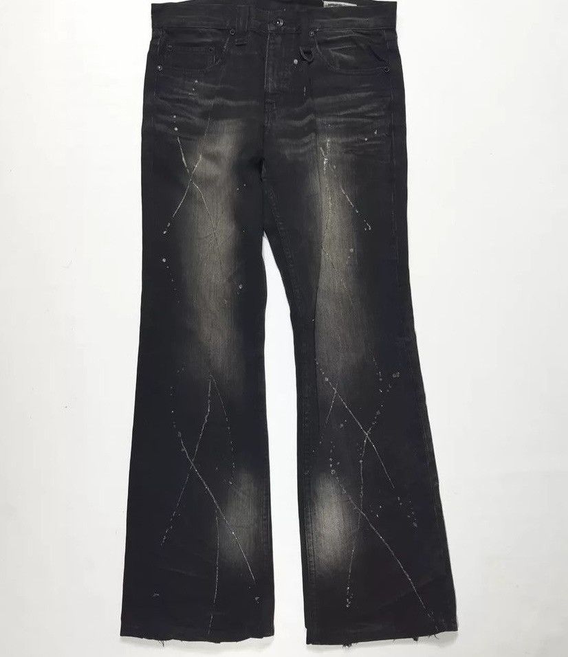💥FLARE PANTS💥SEMANTIC DESIGN SPLATTER DISSTRESED DENIM