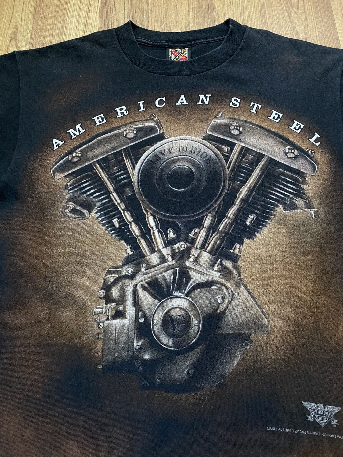 Vintage Vintage Harley Davidson 3D Emblem American Steel 1993 TShirt Size US L / EU 52-54 / 3 - 2 Thumbnail