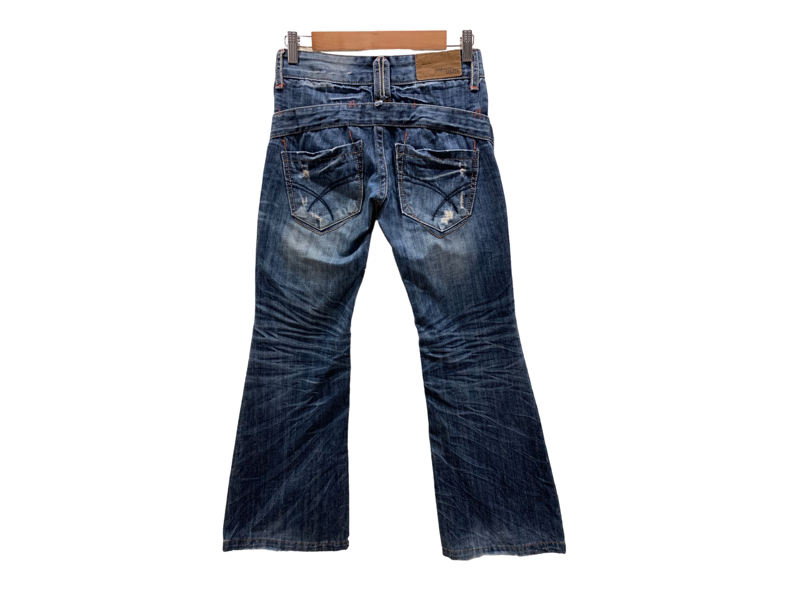 image of Distressed Denim Lolita Jeans Flare Jeans Bootcut Jeans in Blue, Women's (Size 24)