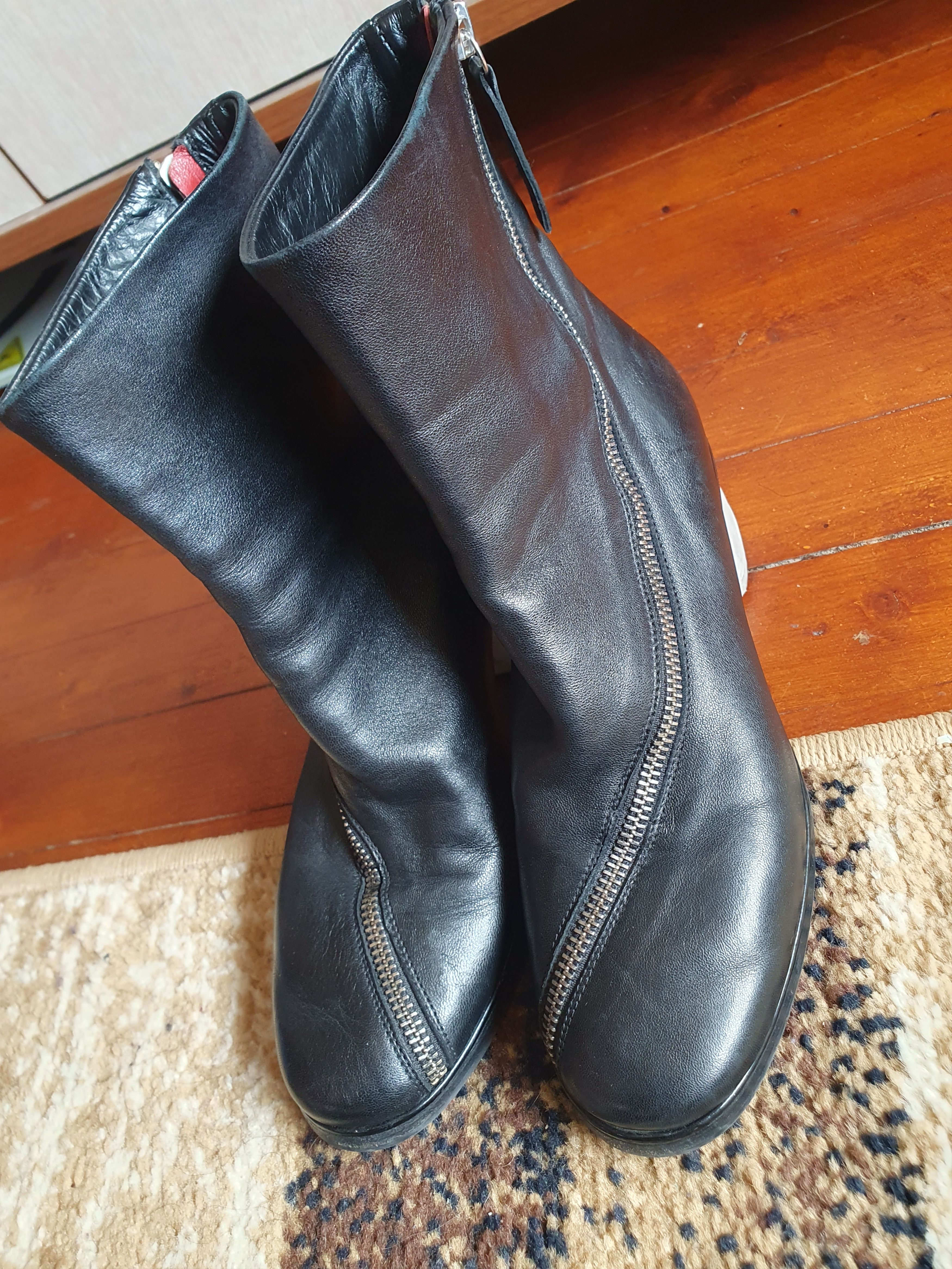 Halmanera HALMANERA BLACK ANKLE BOOTS White Heel sz 36 Size US 6 / IT 36 - 4 Thumbnail