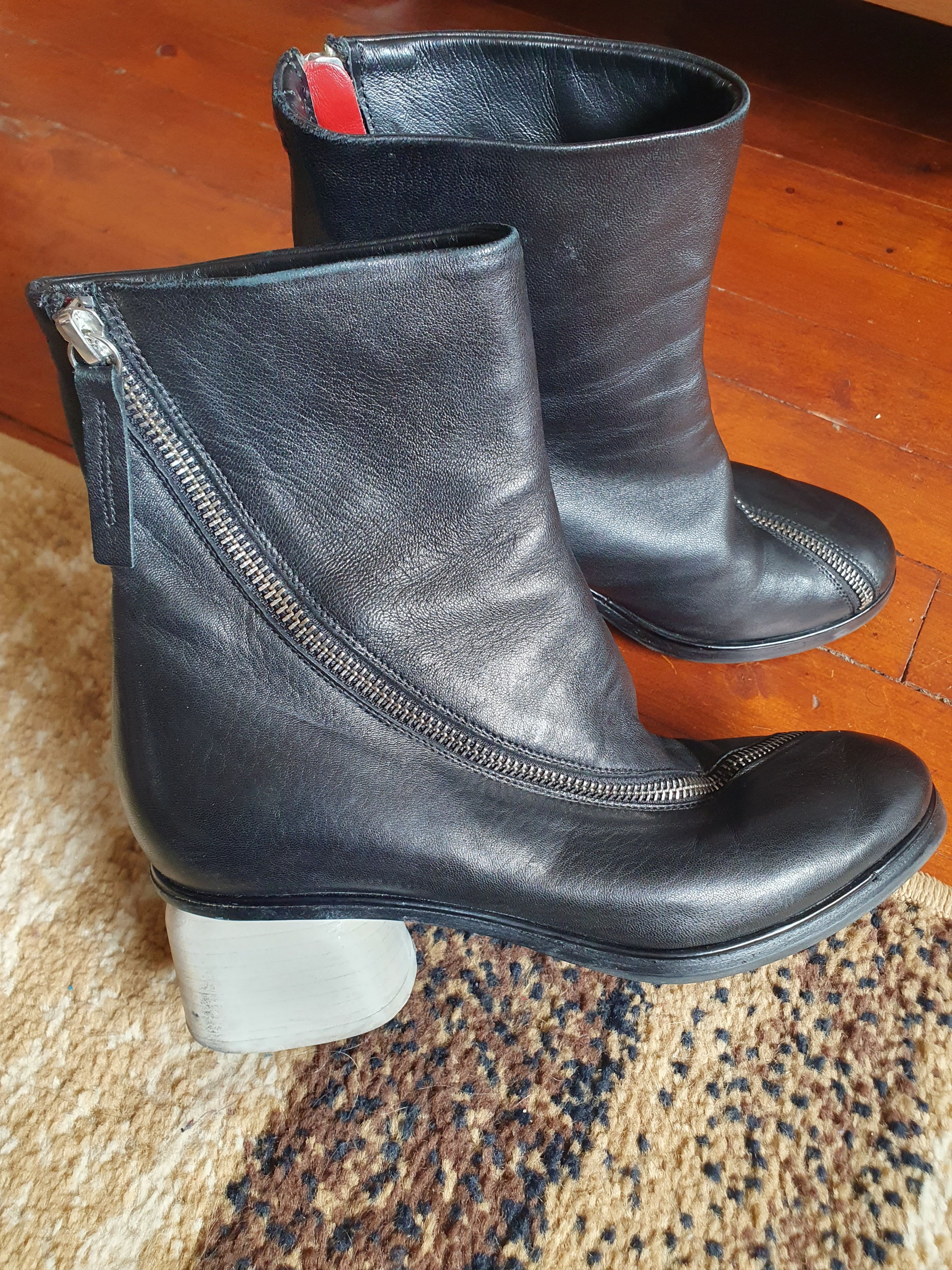 Halmanera HALMANERA BLACK ANKLE BOOTS White Heel sz 36 Size US 6 / IT 36 - 1 Thumbnail