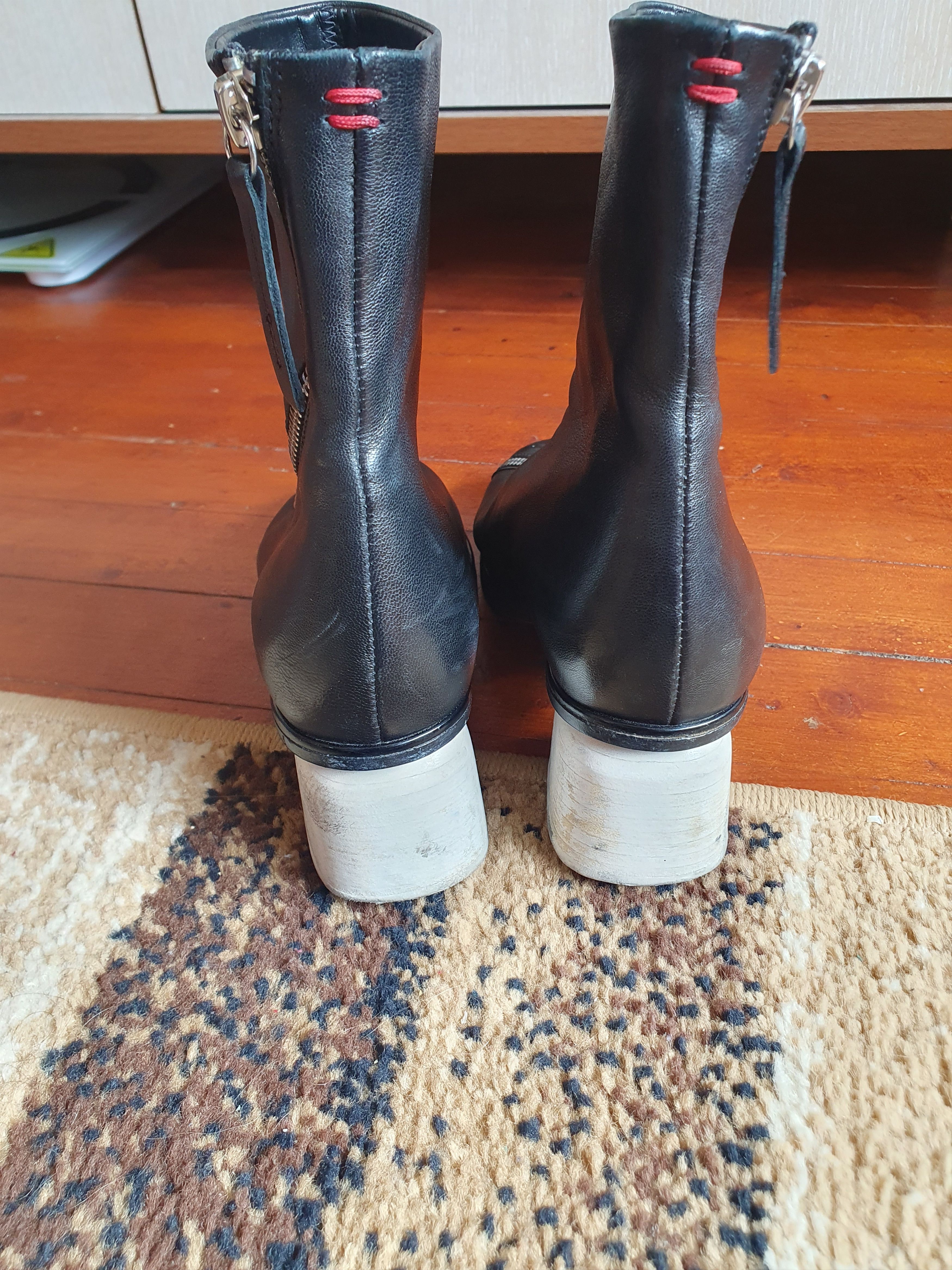 Halmanera HALMANERA BLACK ANKLE BOOTS White Heel sz 36 Size US 6 / IT 36 - 8 Thumbnail
