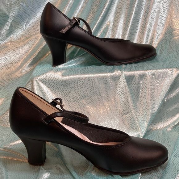 Balera Barely Worn Dance Shoes Leather Soles Black Size 6.5