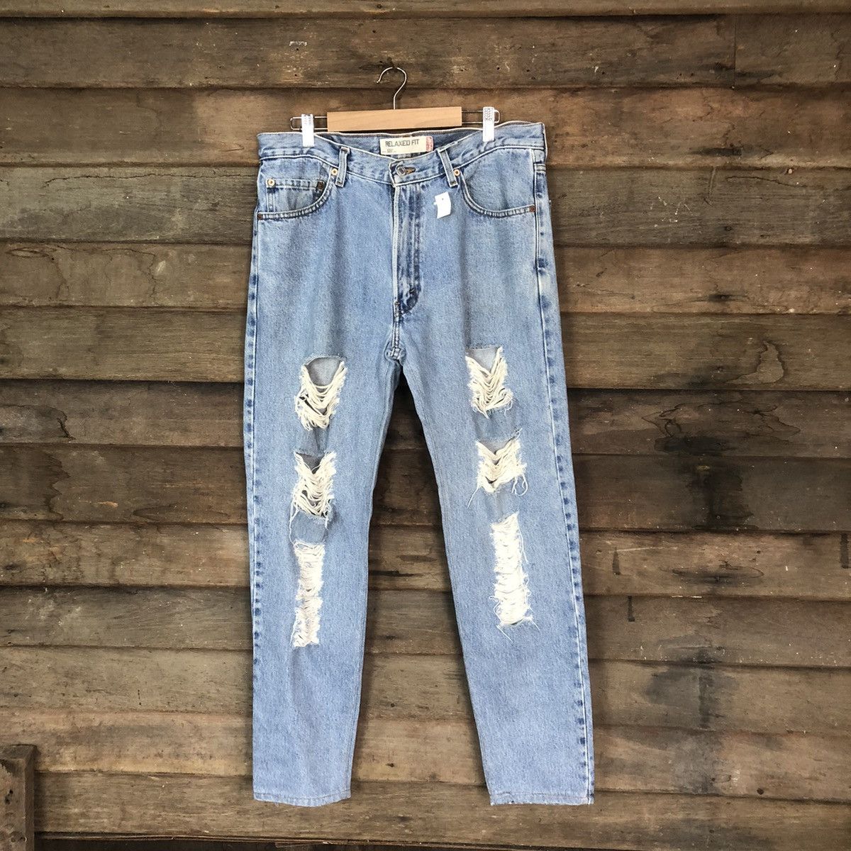 Levi's DLS 550 Levis Blue Distressed Denim Pants #BB543 Size US 34 / EU 50 - 1 Thumbnail