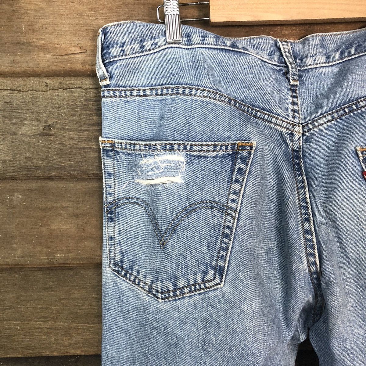 Levi's DLS 550 Levis Blue Distressed Denim Pants #BB543 Size US 34 / EU 50 - 14 Thumbnail