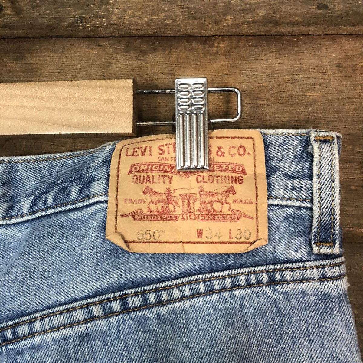 Levi's DLS 550 Levis Blue Distressed Denim Pants #BB543 Size US 34 / EU 50 - 16 Thumbnail