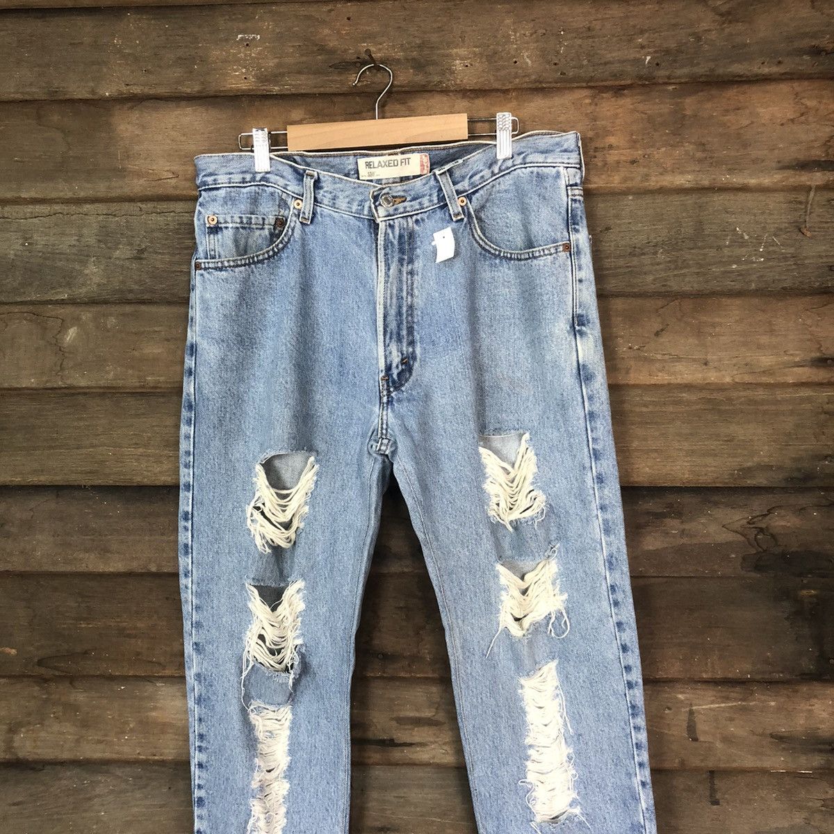 Levi's DLS 550 Levis Blue Distressed Denim Pants #BB543 Size US 34 / EU 50 - 2 Thumbnail
