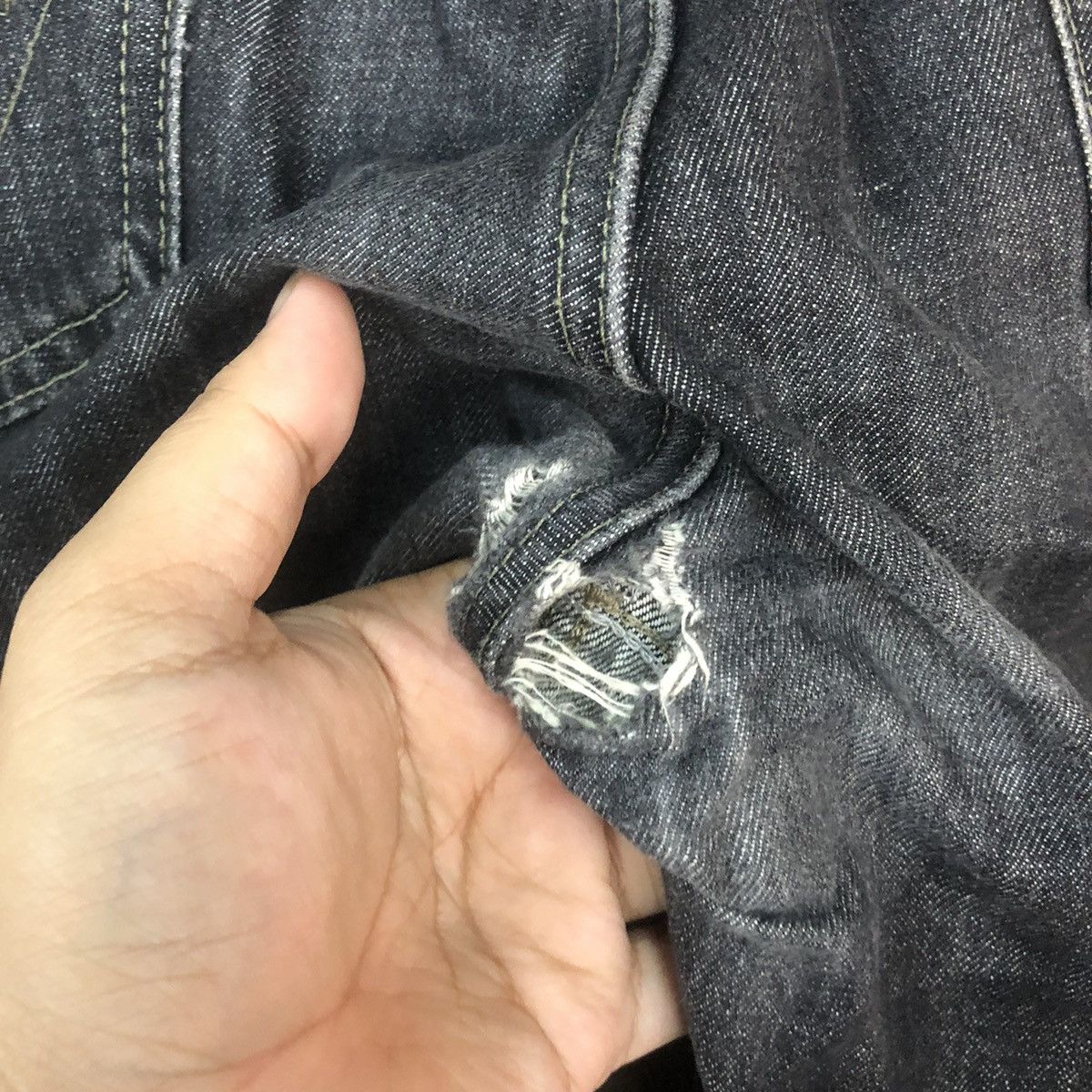 Edwin DLS Edwin vintage black Gray Distressed Denim Pants #BB555 Size US 35 - 9 Thumbnail
