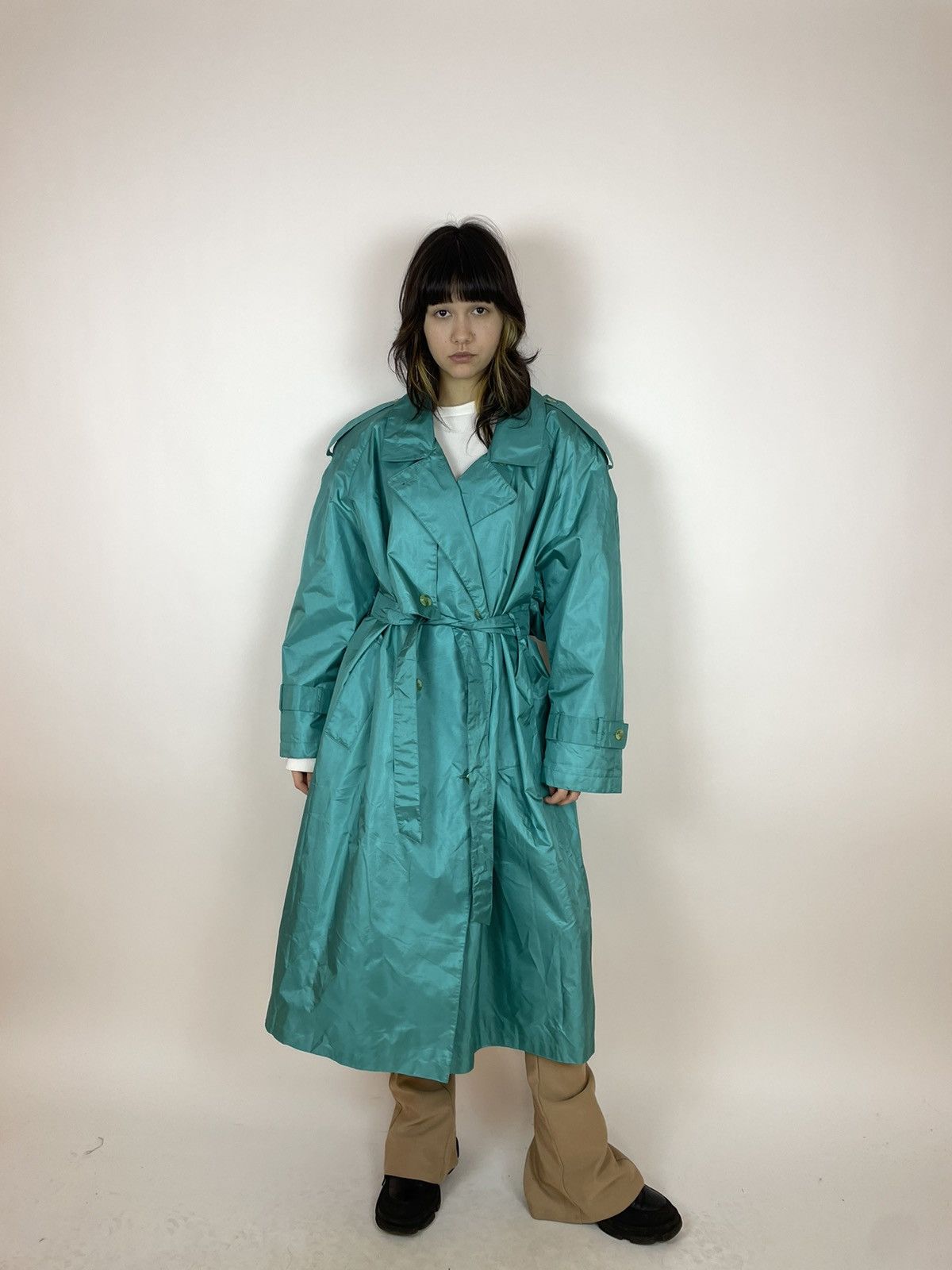 Vintage MAGGIE LAWRENCE Vintage blue trench coat Womens size Large Size L / US 10 / IT 46 - 1 Thumbnail